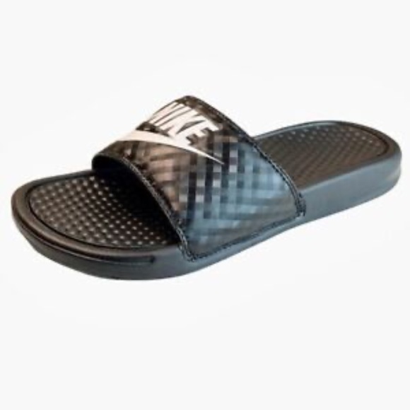 Nike Shoes - Nike Womens 7 Benassi JDI Black White Slide Sandals